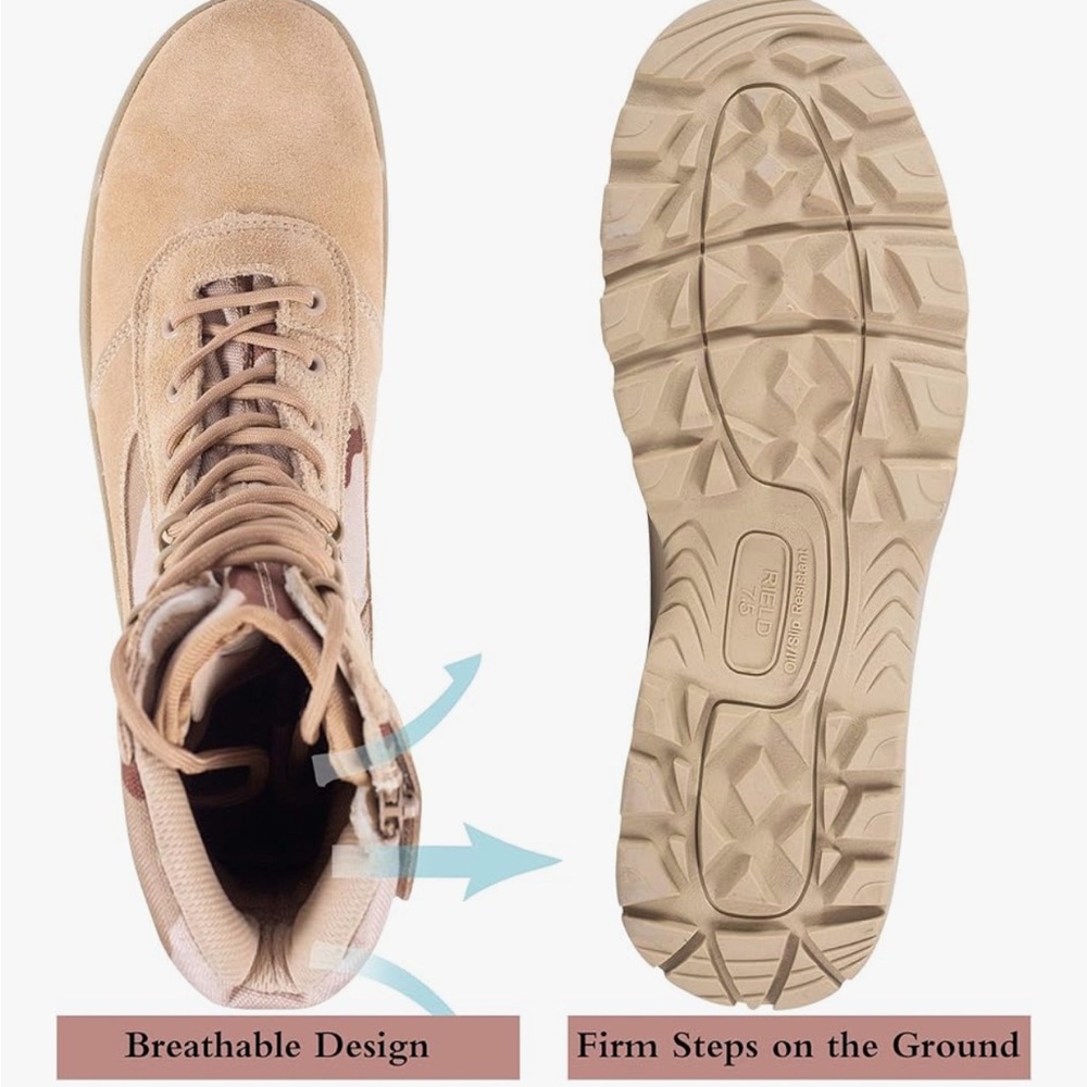 Men's Tan Tactical Boots - Picture 4 of 7
